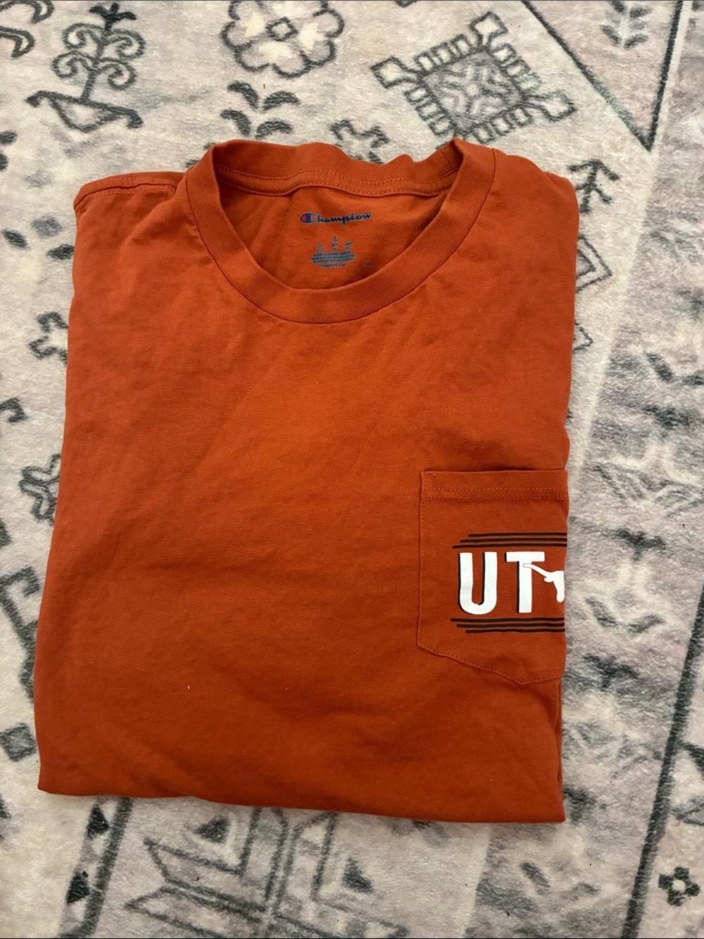 Champion Men’s Short Sleeve Pocket Tee in Rust Orange - Picture 1 of 2